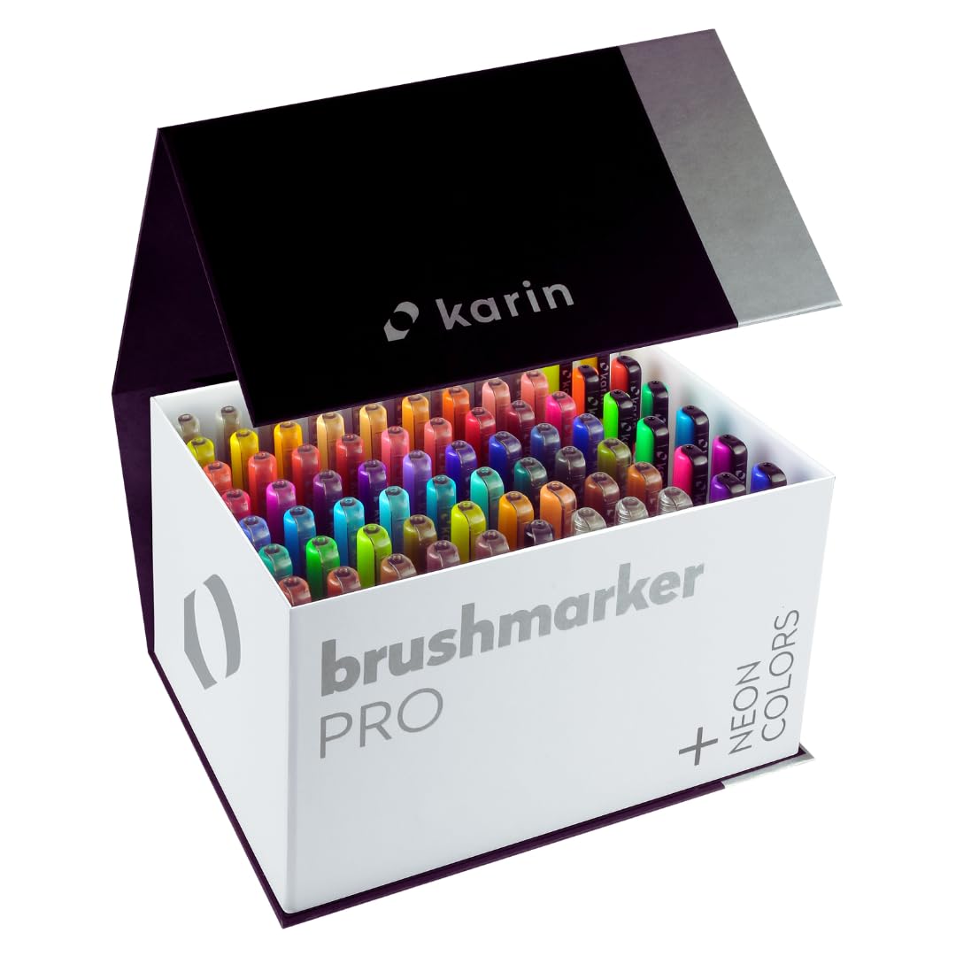 Amazon.com: Karin Brushmarker Pro 75pc Mega Box Plus brush tip